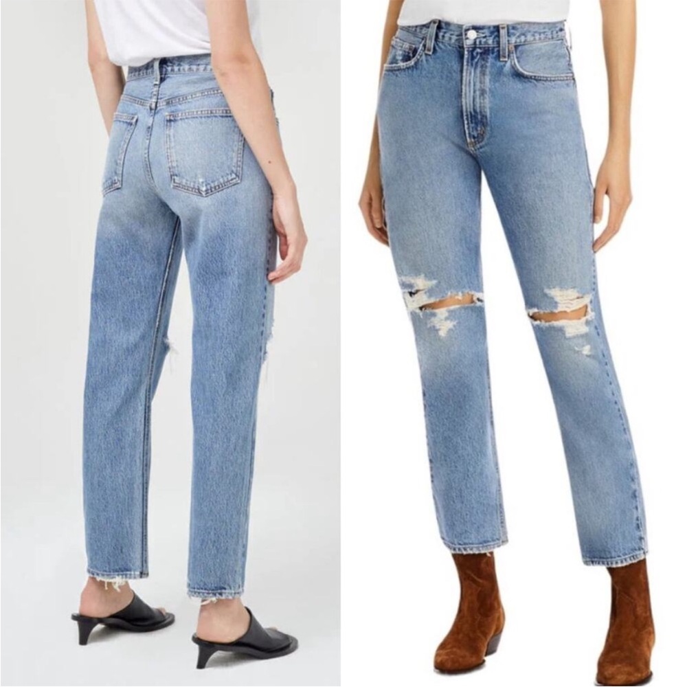 Agolde MIA Distressed Straight Leg Jean in Rule Wash
